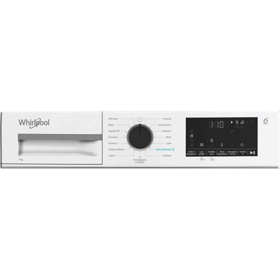 Whirlpool C WD R47M WBS IT, Capacità 7kg, classe C, colore White, Display digitale XL, porta nera, Slim | Profondità mobile: 46 cm, Wi-Fi