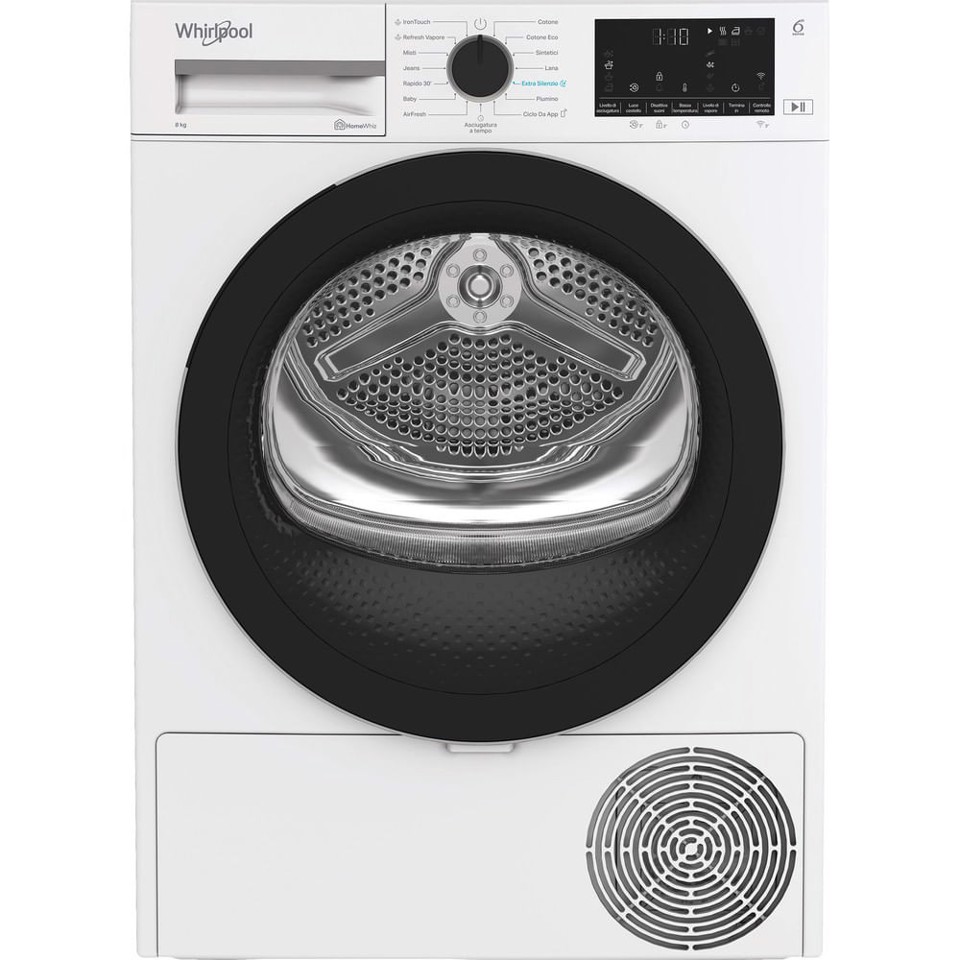 Whirlpool C WD R48M WBS IT, Capacità 8kg, classe C, colore White, Display digitale XL, Wi-Fi, IronTouch