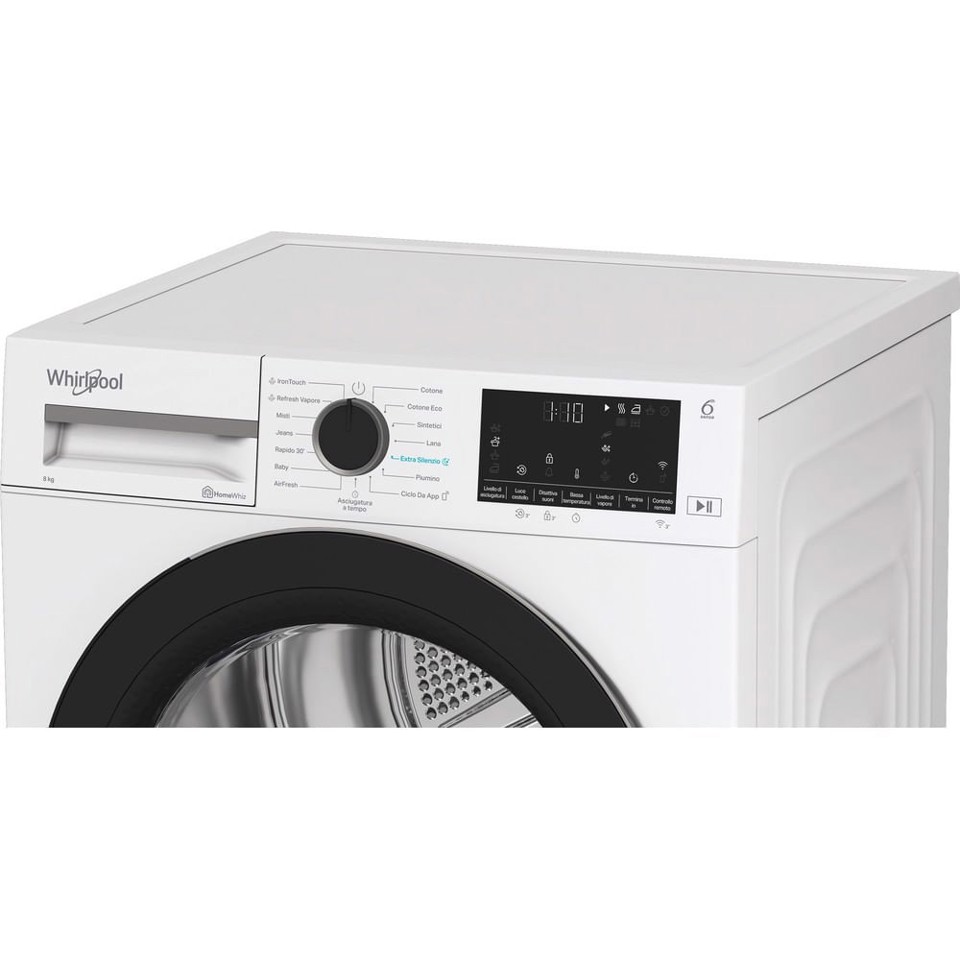 Whirlpool C WD R48M WBS IT, Capacità 8kg, classe C, colore White, Display digitale XL, Wi-Fi, IronTouch
