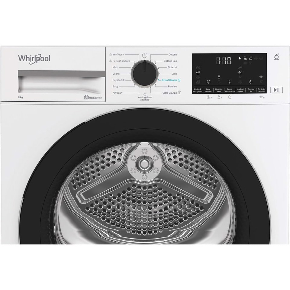 Whirlpool C WD R48M WBS IT, Capacità 8kg, classe C, colore White, Display digitale XL, Wi-Fi, IronTouch