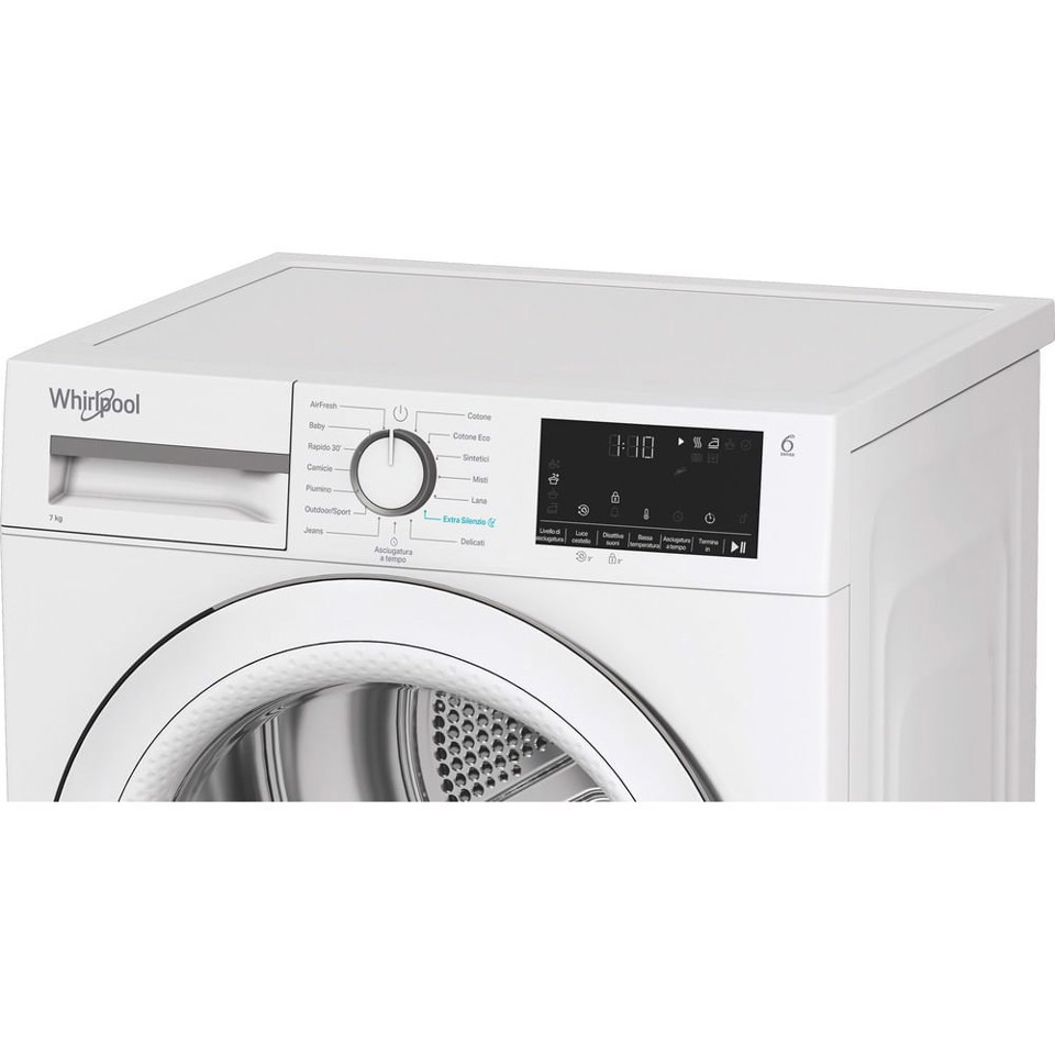 Whirlpool C WSD 74M WWS IT, Capacità 7kg, classe C, colore White, Display digitale XL, porta bianca, Slim | Profondità mobile: 46 cm, Wi-Fi