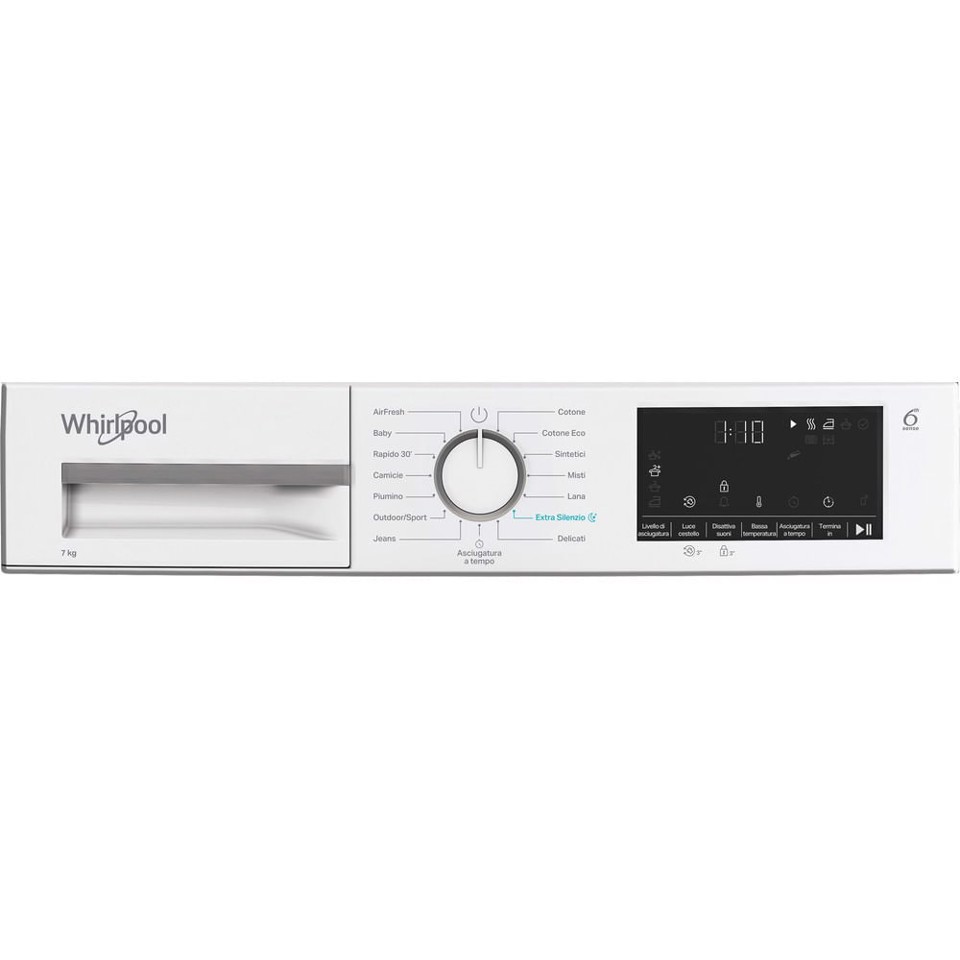 Whirlpool C WSD 74M WWS IT, Capacità 7kg, classe C, colore White, Display digitale XL, porta bianca, Slim | Profondità mobile: 46 cm, Wi-Fi