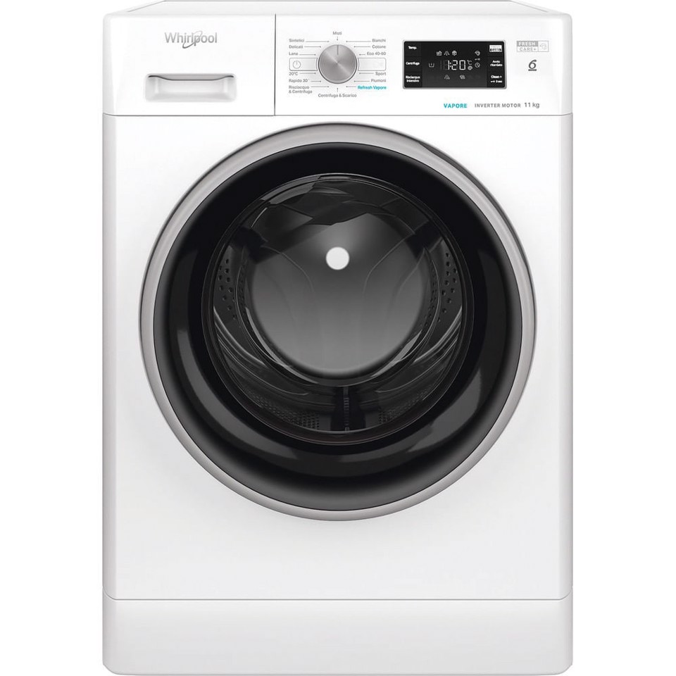 Whirlpool FFB 1148 BSV IT Lavatrice 11kg, 100% DI FRESCHEZZA, ANCHE SE DIMENTICHI IL BUCATO, classe A-20%, colore bianco, 1400 giri, vapore