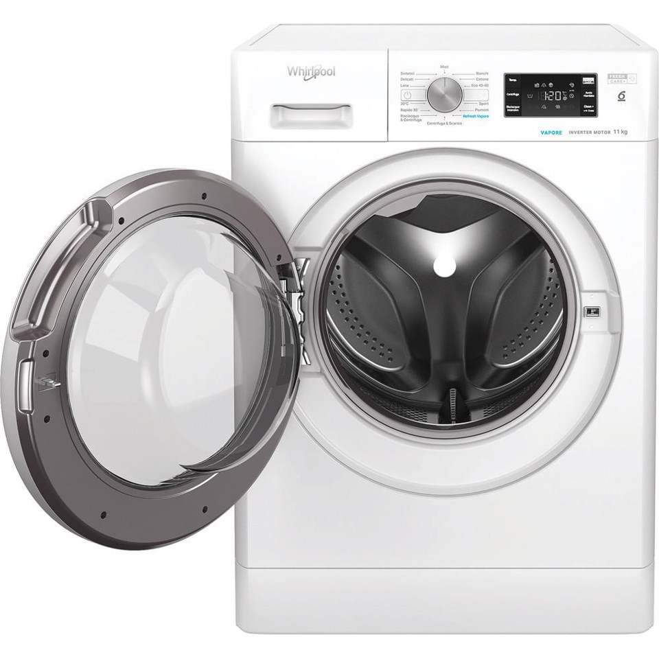 Whirlpool FFB 1148 BSV IT Lavatrice 11kg, 100% DI FRESCHEZZA, ANCHE SE DIMENTICHI IL BUCATO, classe A-20%, colore bianco, 1400 giri, vapore