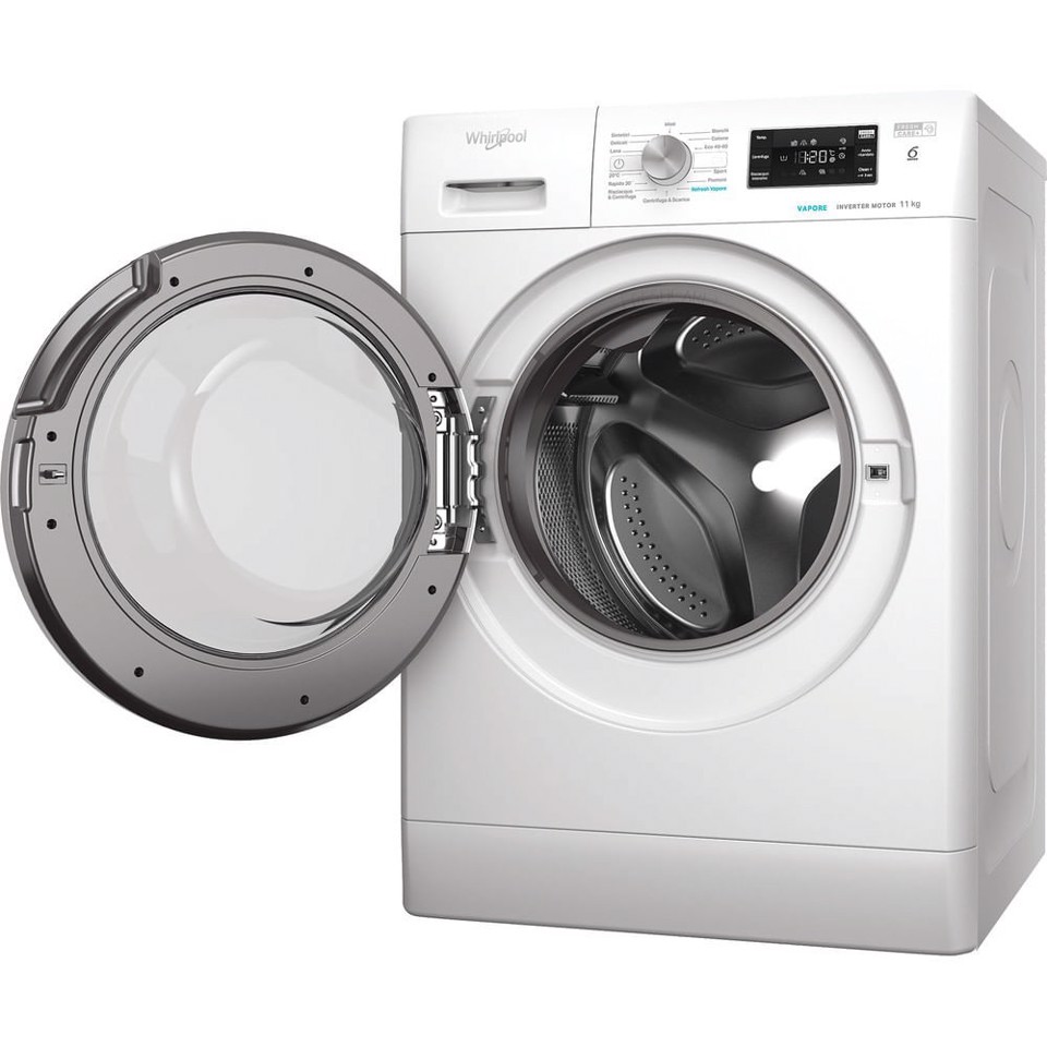 Whirlpool FFB 1148 BSV IT Lavatrice 11kg, 100% DI FRESCHEZZA, ANCHE SE DIMENTICHI IL BUCATO, classe A-20%, colore bianco, 1400 giri, vapore