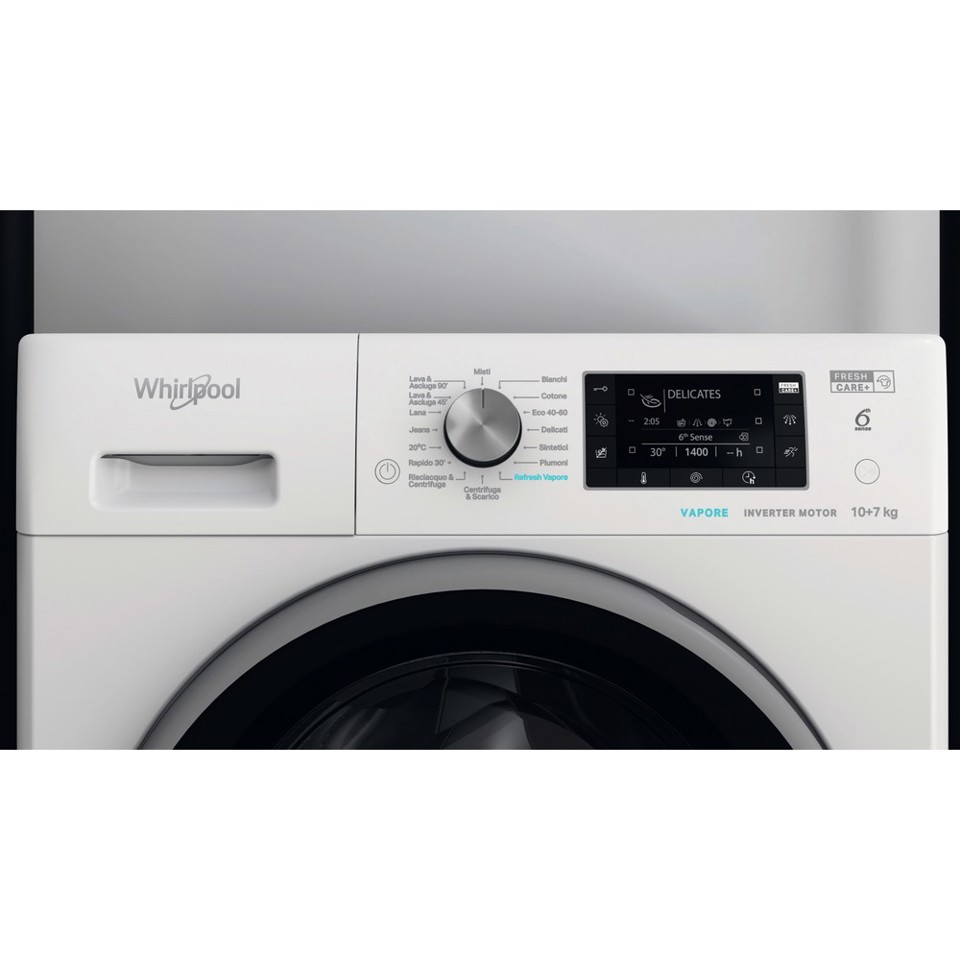 Whirlpool FFWDD 107426 BSV IT lavasciuga Libera installazione Caricamento frontale Bianco D