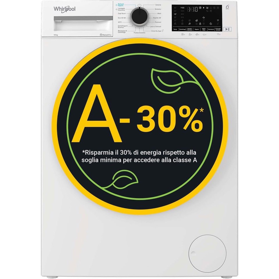 Whirlpool Lavatrice smart connessa con WiFi 10 kg - WAM 09WB IT