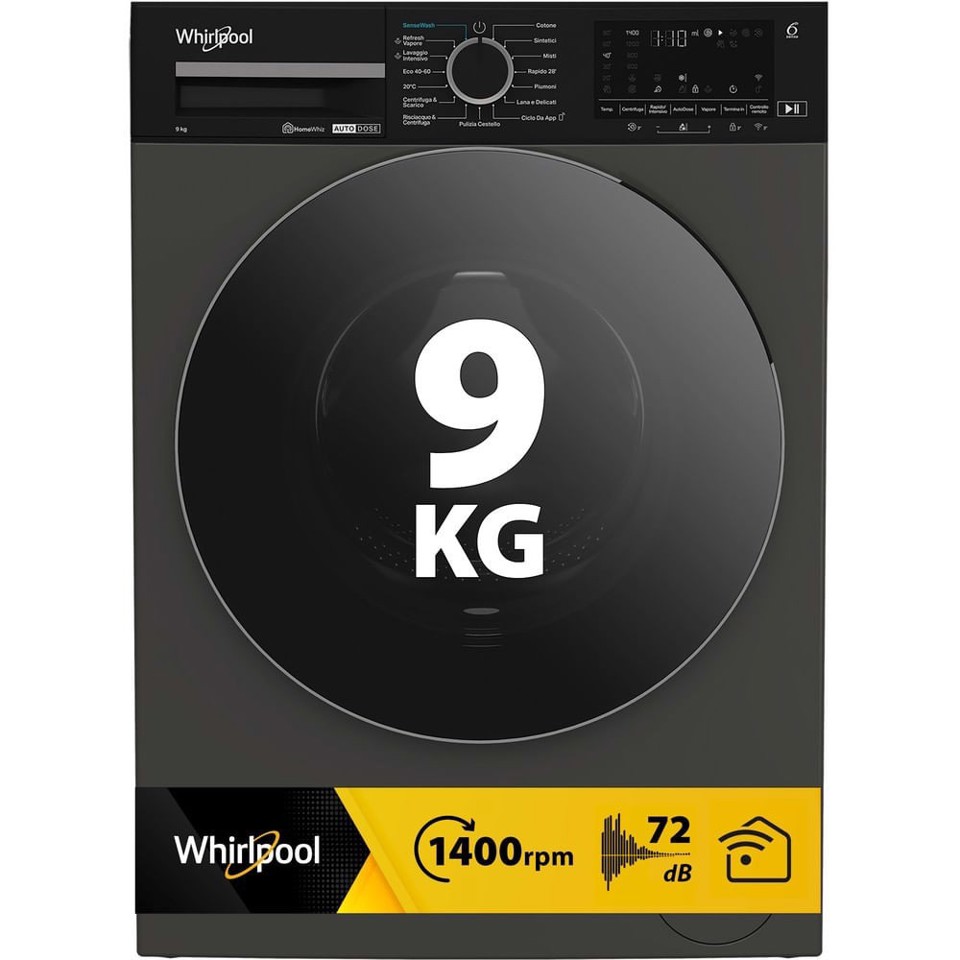 Whirlpool Lavatrice smart connessa con WiFi 9 kg - WPM 912G ADS IT