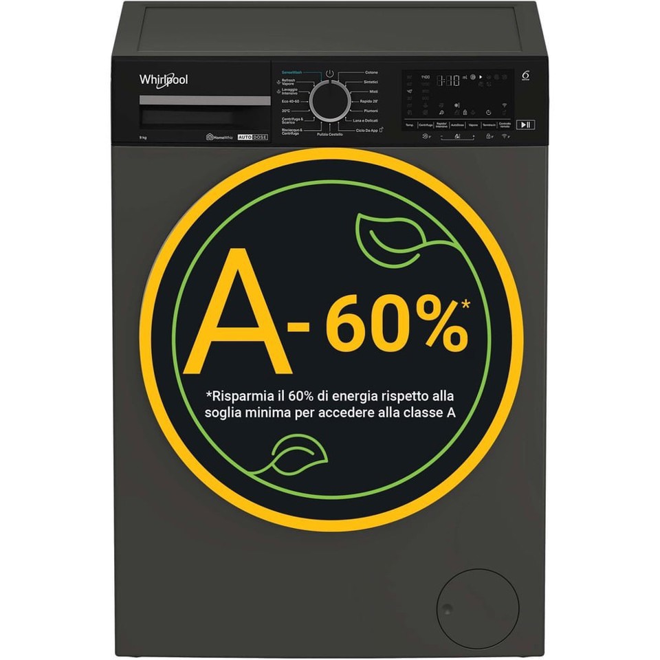 Whirlpool Lavatrice smart connessa con WiFi 9 kg - WPM 912G ADS IT
