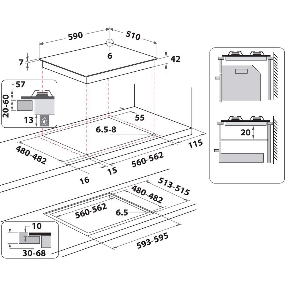 Whirlpool Piano cottura a gas - GOA 6423/WH