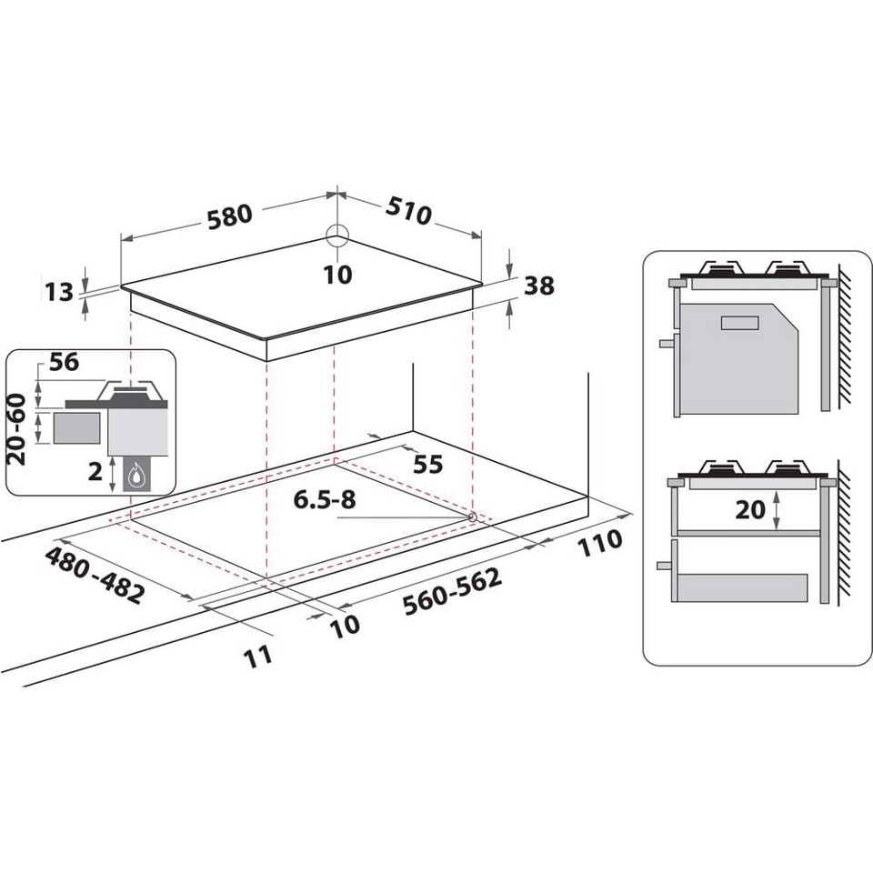 Whirlpool Piano cottura a gas - TGML 661 IX R
