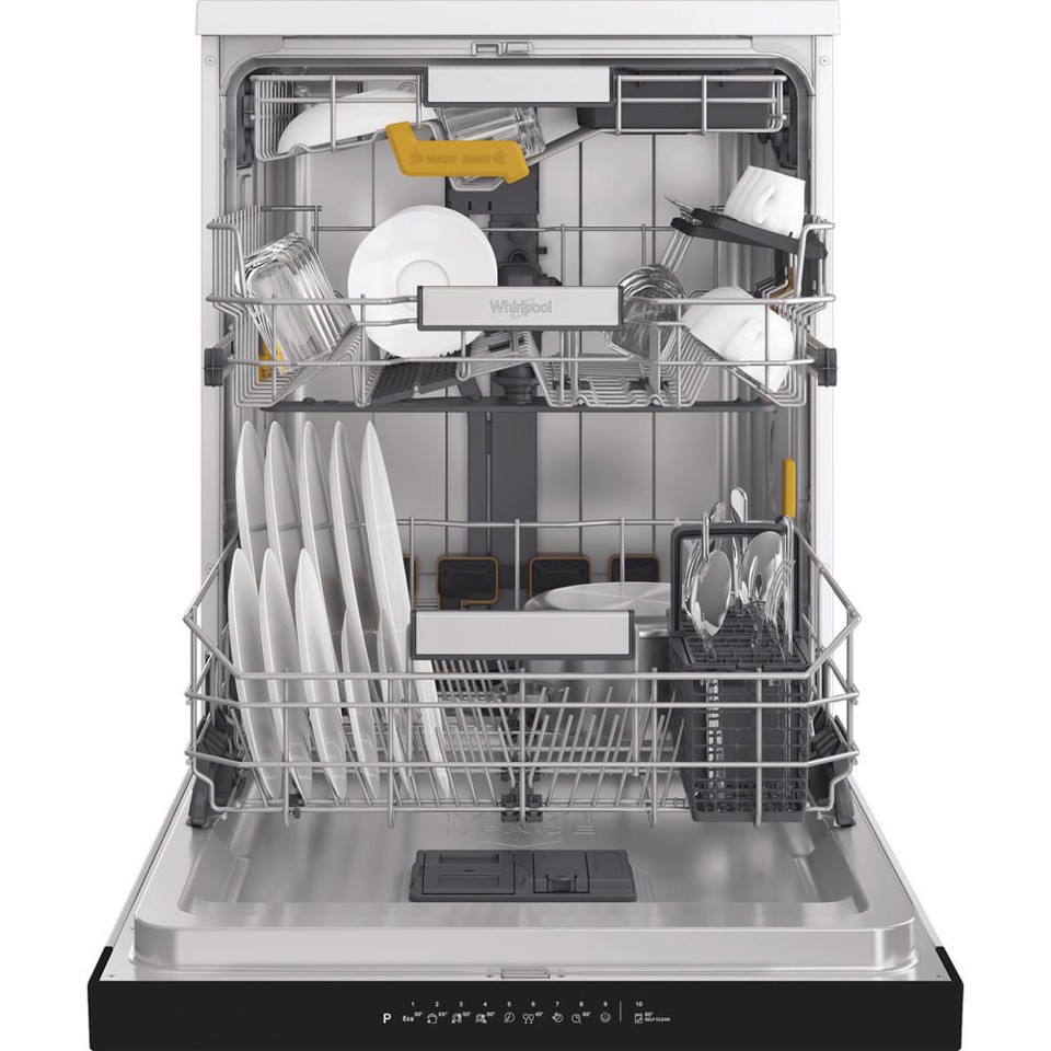 Whirlpool W8F HS61X, Lavastoviglie MaxiSpace 60cm, classe A, 15 coperti, 41dBA, Inox