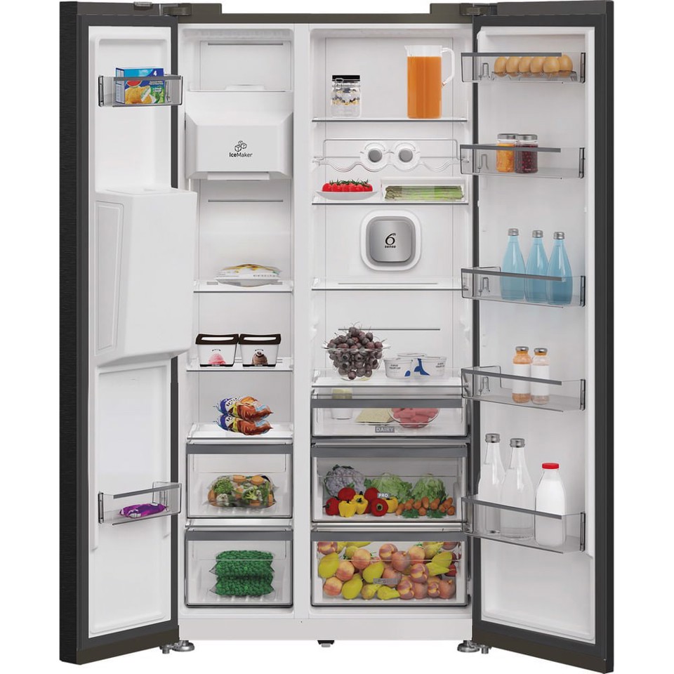 Whirlpool WHG2 6574W XK5E Frigorifero Side by Side a libera installazione, Dual no frost, Classe D, Inox, 35 dbA