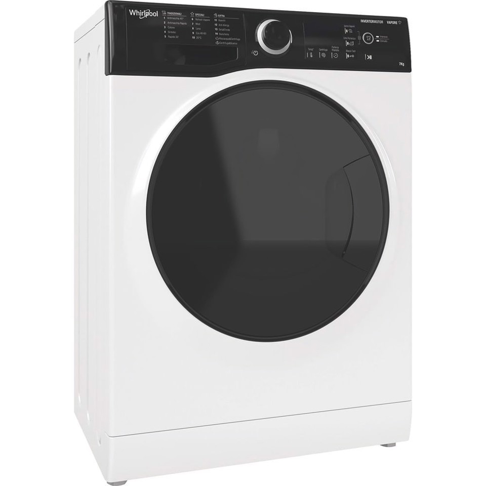 Whirlpool WSB 726 D IT, 7kg, classe A, colore Bianco, Inverter, 1200 giri, Display digitale XL, porta dark screen, Vapore