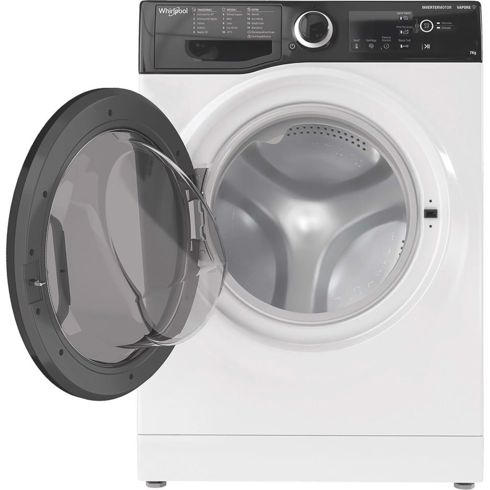 Whirlpool WSB 726 D IT, 7kg, classe A, colore Bianco, Inverter, 1200 giri, Display digitale XL, porta dark screen, Vapore