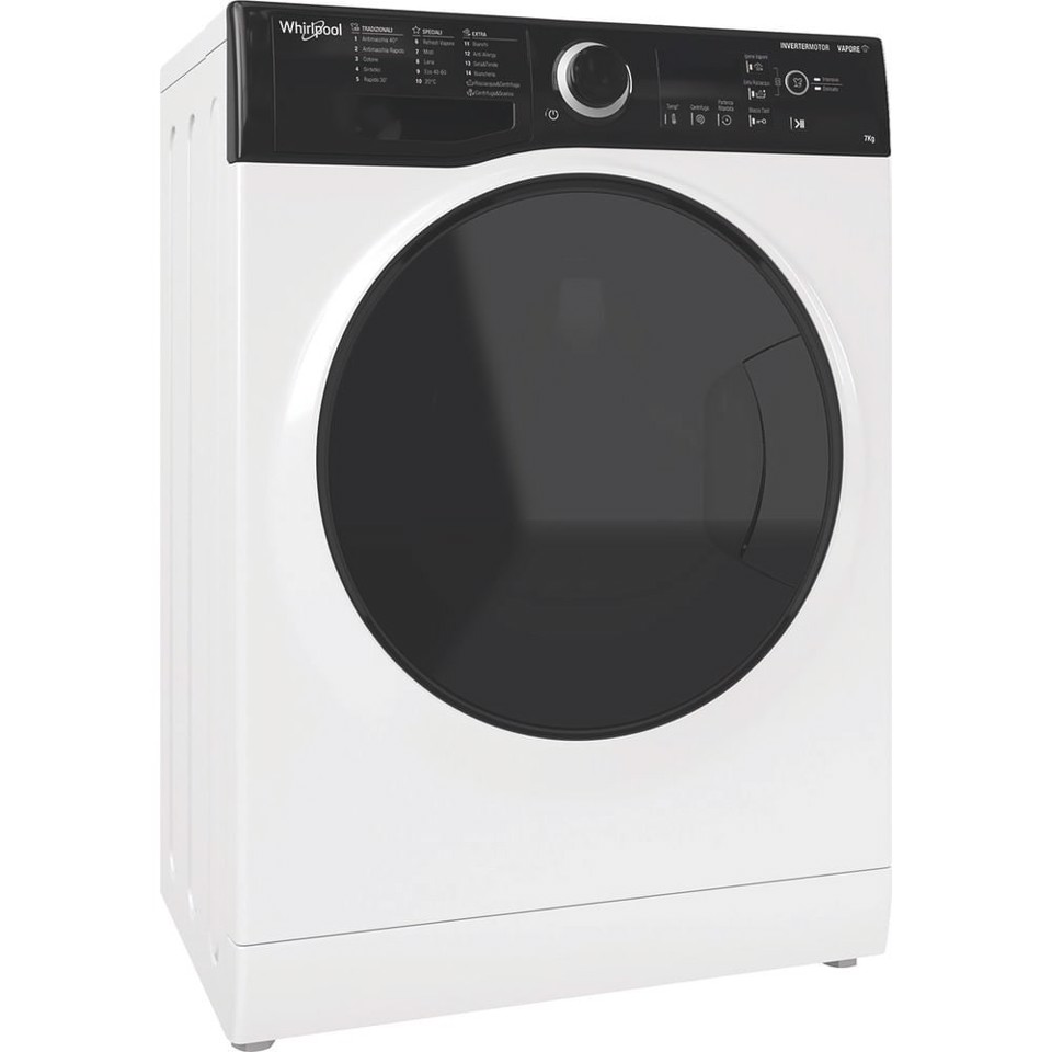 Whirlpool WSB 726 D IT, 7kg, classe A, colore Bianco, Inverter, 1200 giri, Display digitale XL, porta dark screen, Vapore