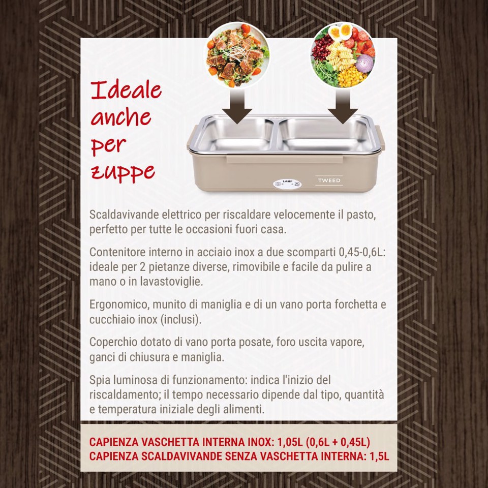 XD Enjoy LUNCH BOX scaldavivande elettrico portatile con borsa e posate