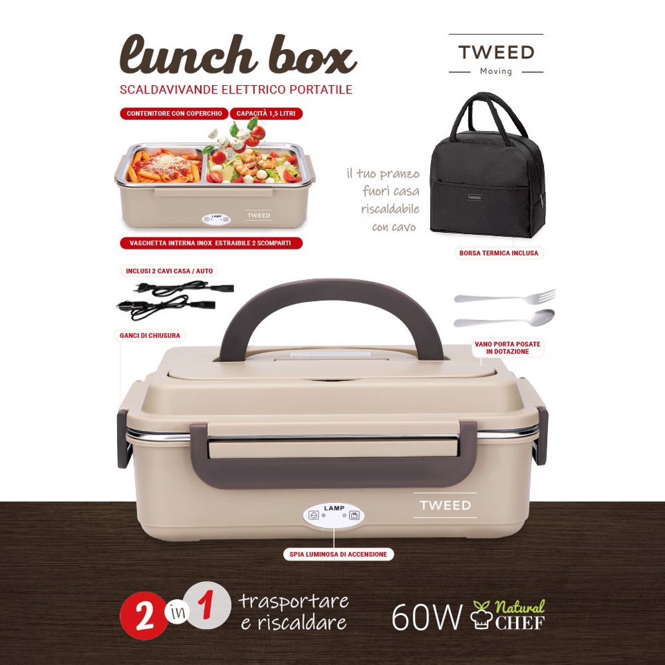 XD Enjoy LUNCH BOX scaldavivande elettrico portatile con borsa e posate