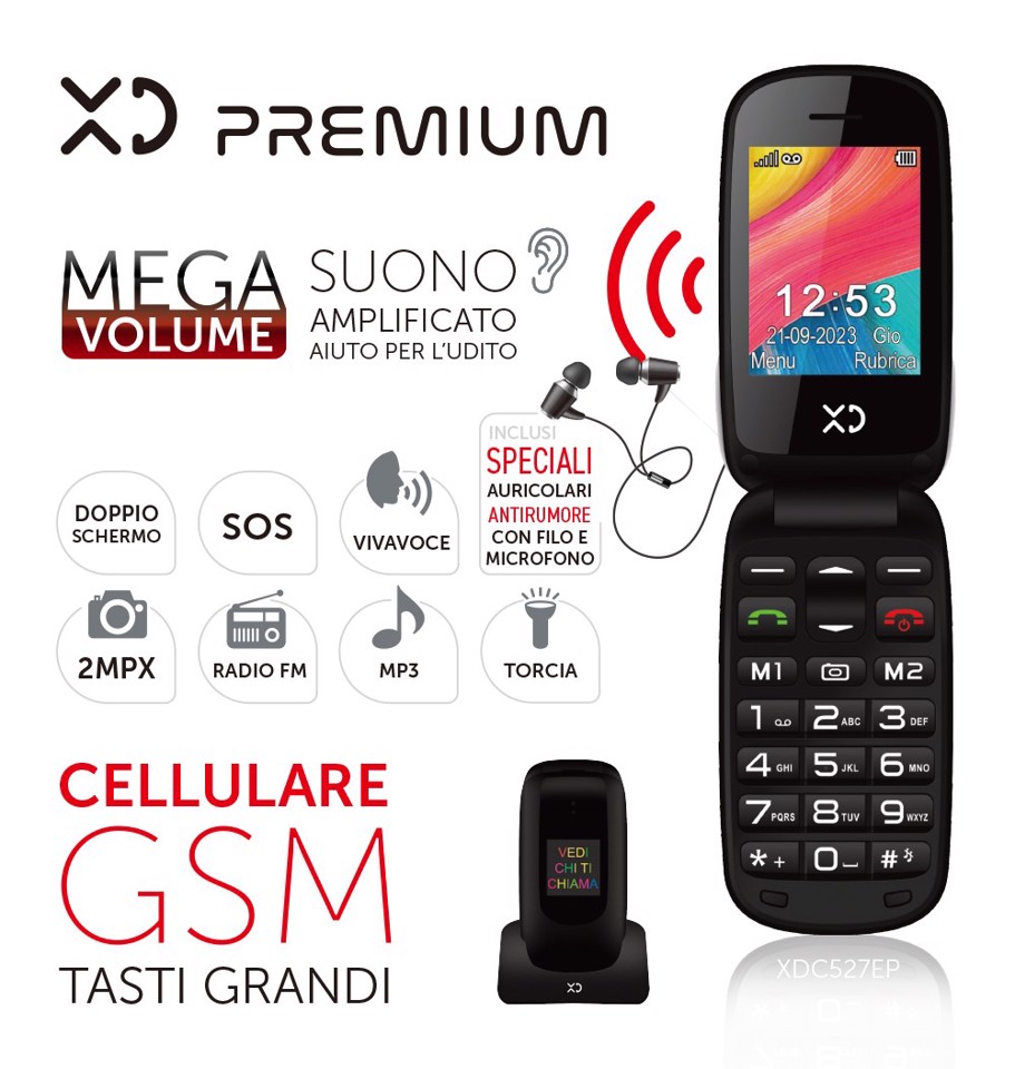 XD Enjoy Senior Phone Premium - Cellulare GSM Tasti Grandi XDC527EP
