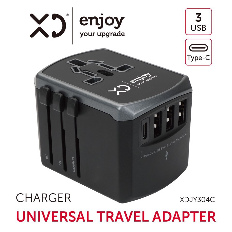 XD Enjoy Universal Travel Adapter 3usb+1typec