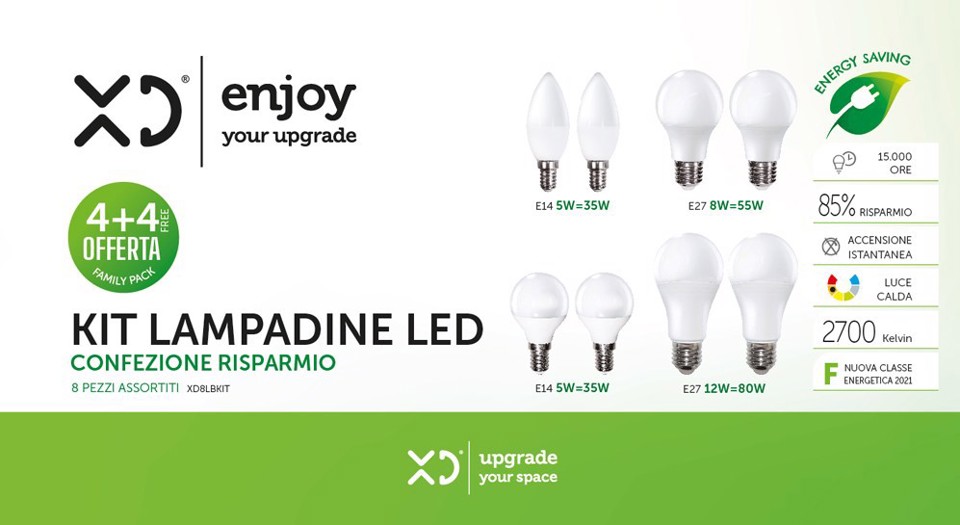 XD Enjoy XD8LBKIT lampada LED Bianco caldo 2700 K F