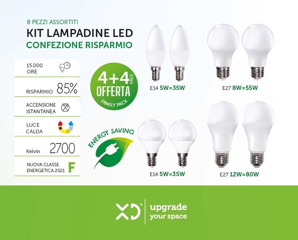 XD Enjoy XD8LBKIT lampada LED Bianco caldo 2700 K F