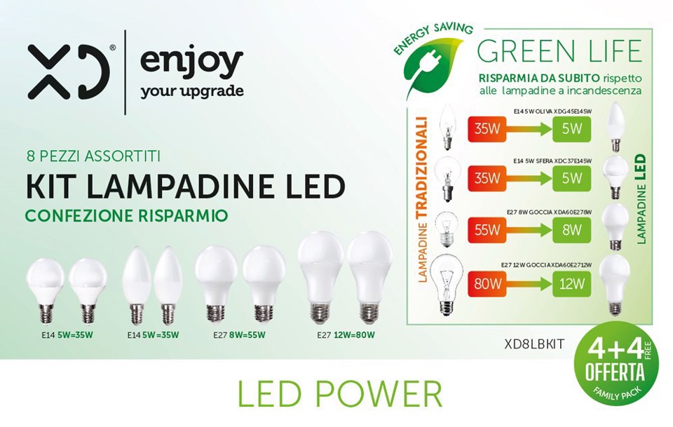 XD Enjoy XD8LBKIT lampada LED Bianco caldo 2700 K F