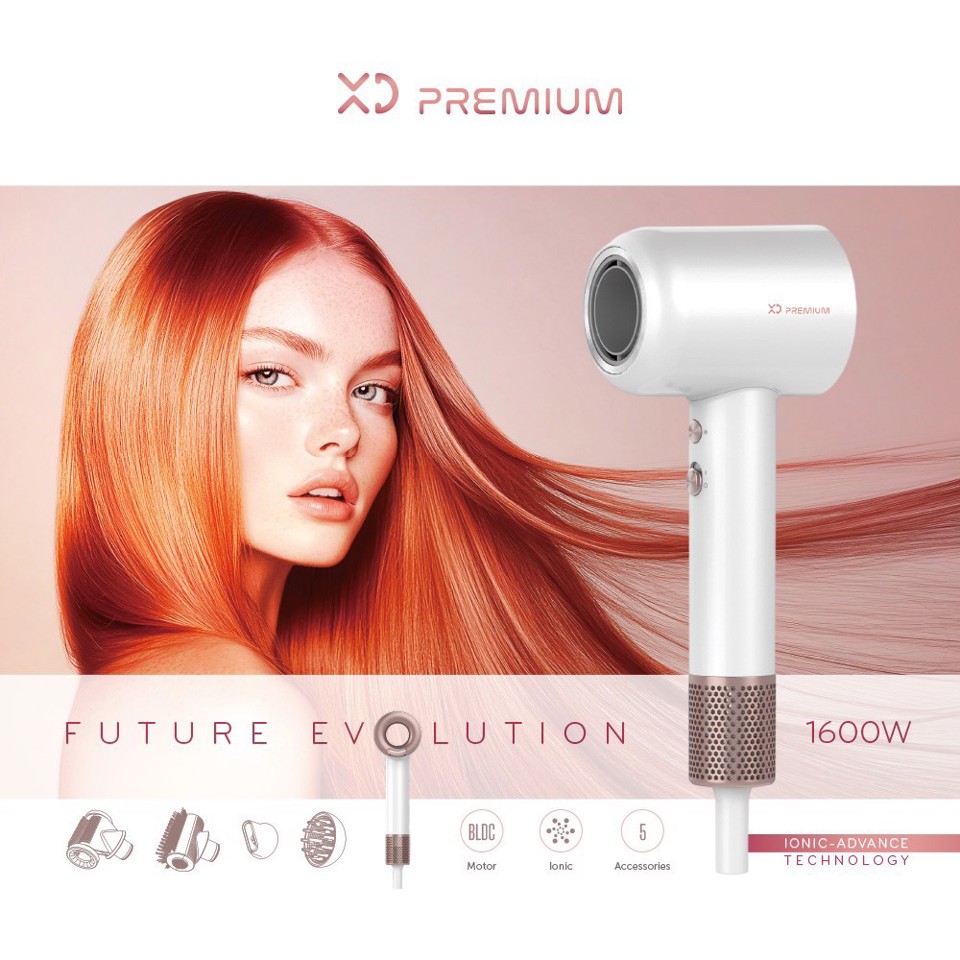 XD Enjoy XDAD990WH asciuga capelli 1600 W Bianco, Oro rosa