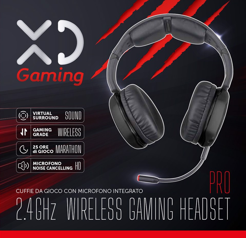 XD Enjoy XDART2411 cuffia e auricolare Cuffie Con cavo e senza cavo A Padiglione Giocare Nero, Rosso