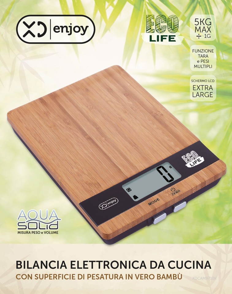 XD Enjoy XDCAM9710K bilancia da cucina Bamboo Superficie piana Rettangolo Bilancia da cucina elettronica