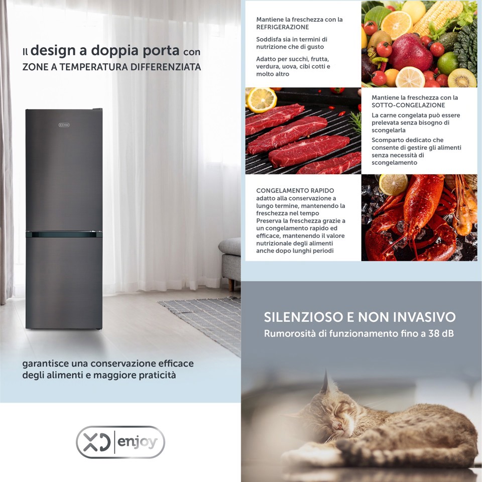 XD Enjoy XDCBMRF159DSI frigorifero con congelatore Libera installazione 157 L Argento