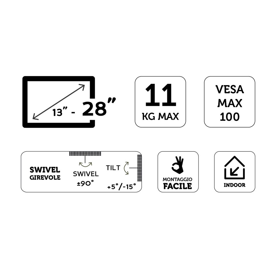 XD Enjoy XDCIM11S Supporto TV a parete 71,1 cm (28") Nero