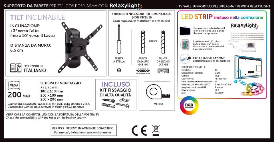 XD Enjoy XDCIM2343TLED Supporto TV a parete 101,6 cm (40") Nero