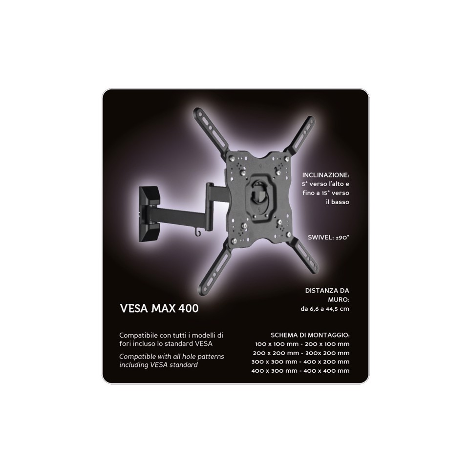 XD Enjoy XDCIM4433X Supporto TV a parete 139,7 cm (55") Nero