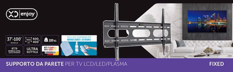 XD Enjoy XDCIM6020 Supporto TV a parete 2,54 m (100") Nero