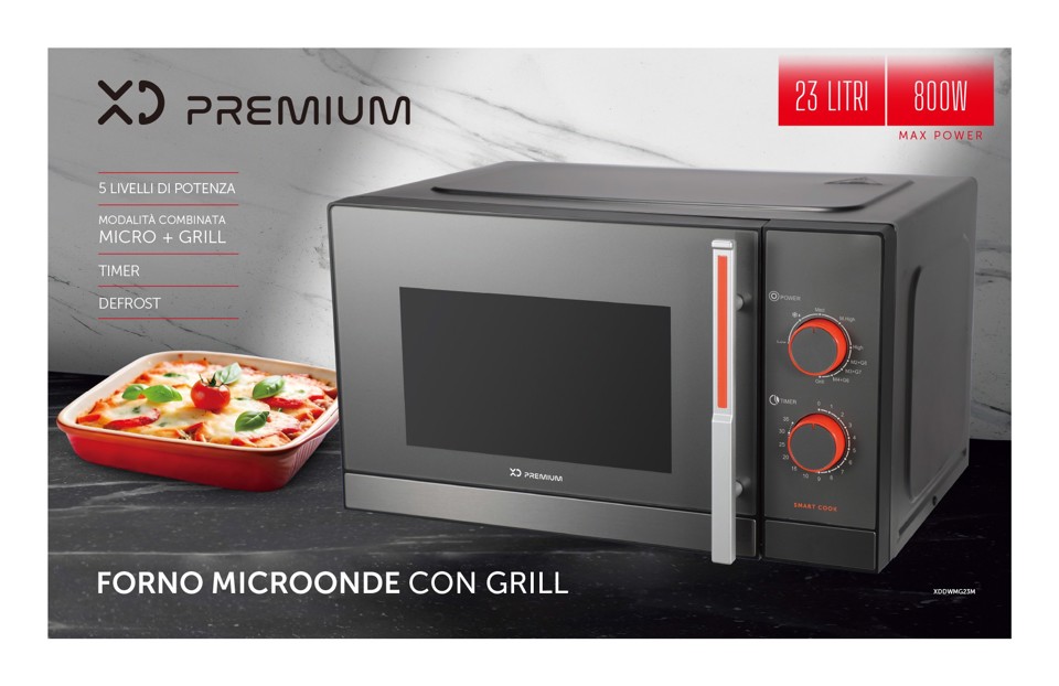 XD Premium XDDWMG23M forno a microonde Superficie piana Microonde con grill 23 L 800 W Grigio
