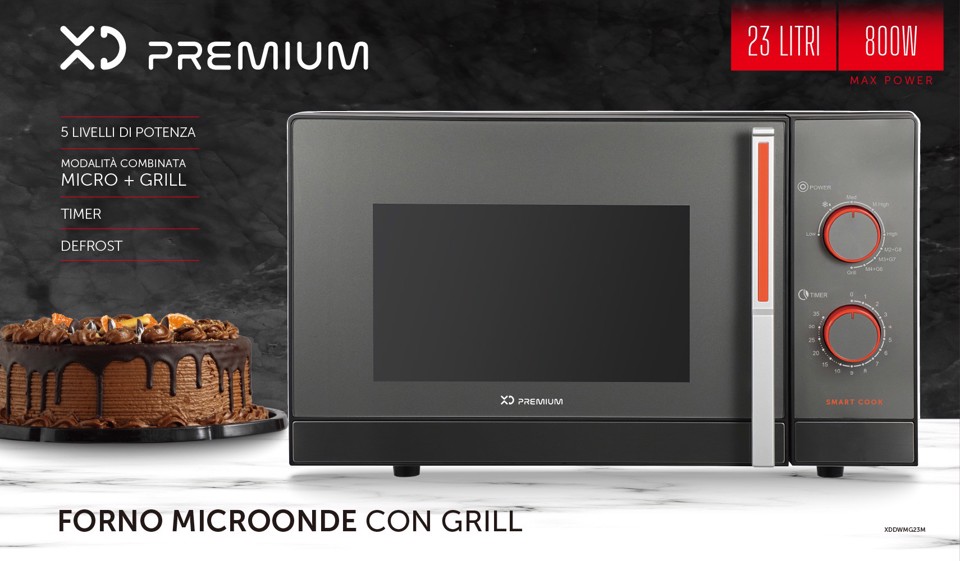 XD Premium XDDWMG23M forno a microonde Superficie piana Microonde con grill 23 L 800 W Grigio