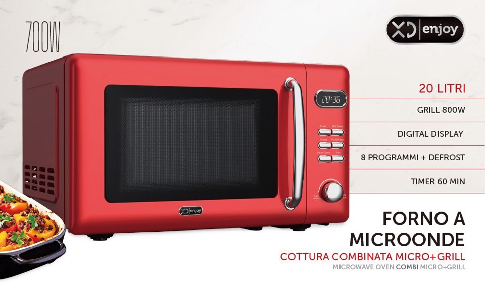 XD Enjoy XDDWUX20RD forno a microonde Rosso Microonde con grill Superficie piana 20 L 700 W