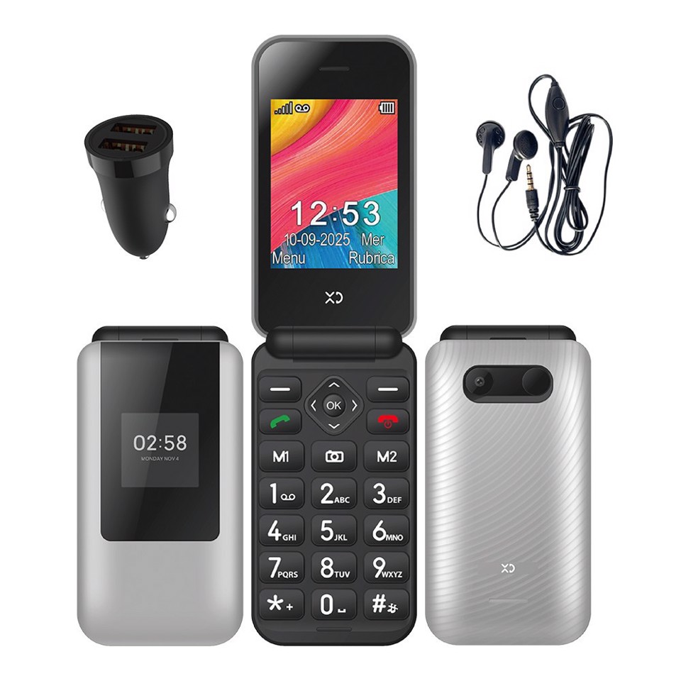 XD Enjoy XDEZF08SI cellulare 7,11 cm (2.8") Nero, Argento Telefono per anziani