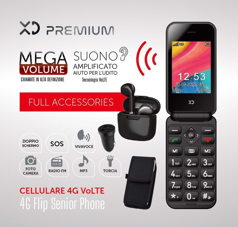 XD Enjoy XDEZF88BK cellulare 7,11 cm (2.8") Nero Telefono per anziani