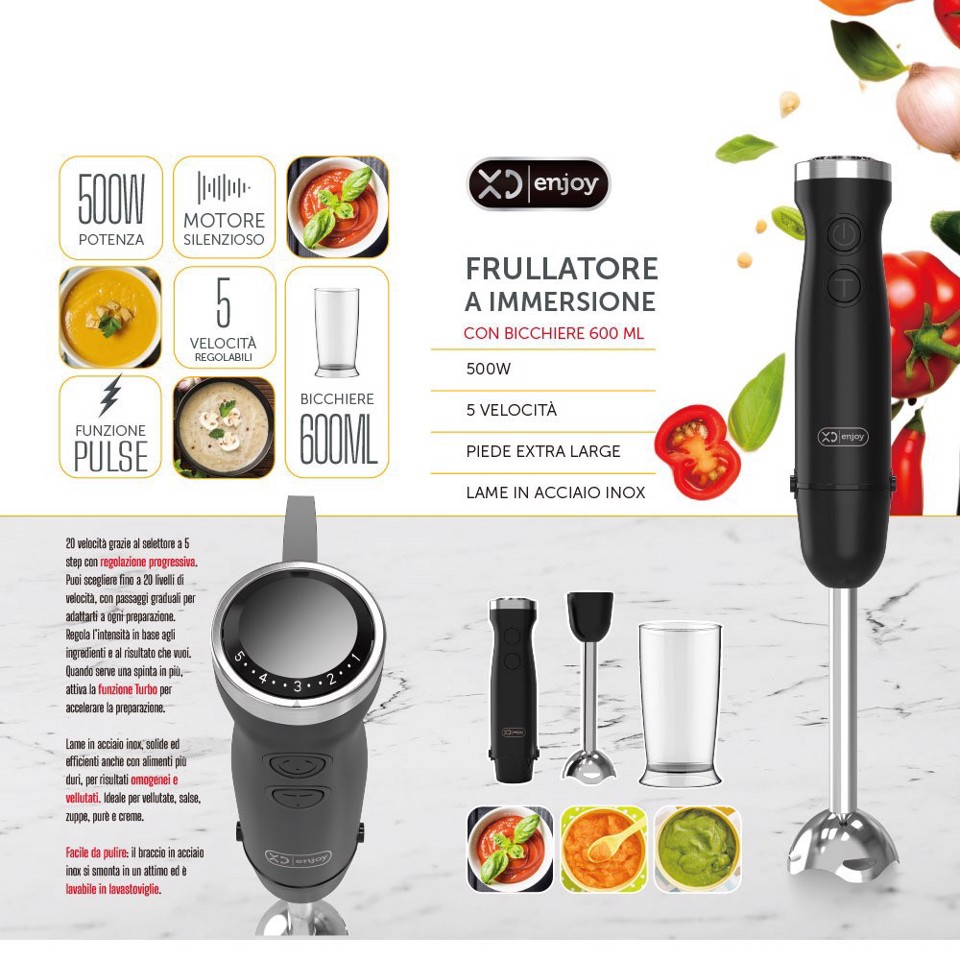 XD Enjoy XDGNR21 frullatore 0,6 L Frullatore ad immersione 500 W Nero