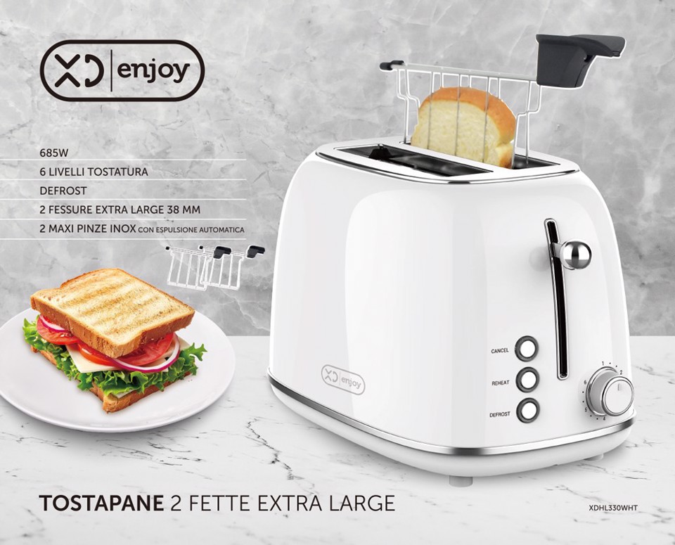 XD Enjoy XDHL330WHT tostapane 6 2 fetta/e 685 W Argento, Bianco