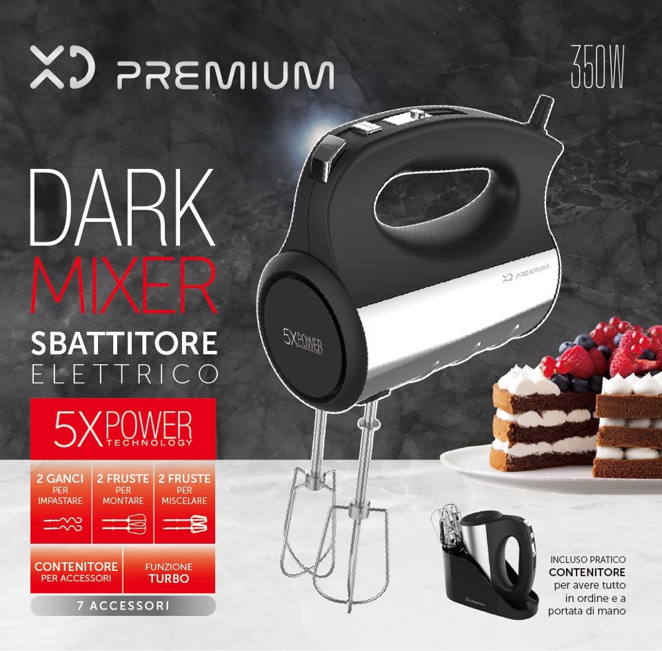 XD Premium XDHR333 sbattitore Sbattitore manuale 350 W Nero, Acciaio inox