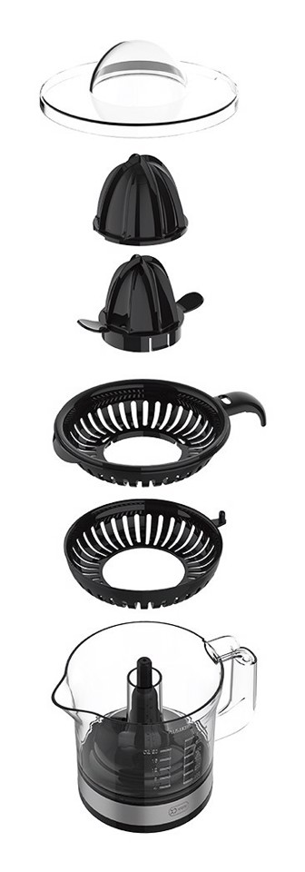 XD Enjoy XDHR866 spremiagrumi elettrico 0,6 L 30 W Nero, Acciaio inox, Trasparente