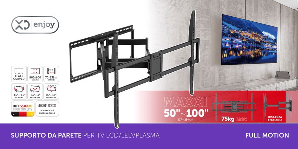 XD Enjoy XDLUM866 Supporto TV a parete 2,54 m (100") Nero