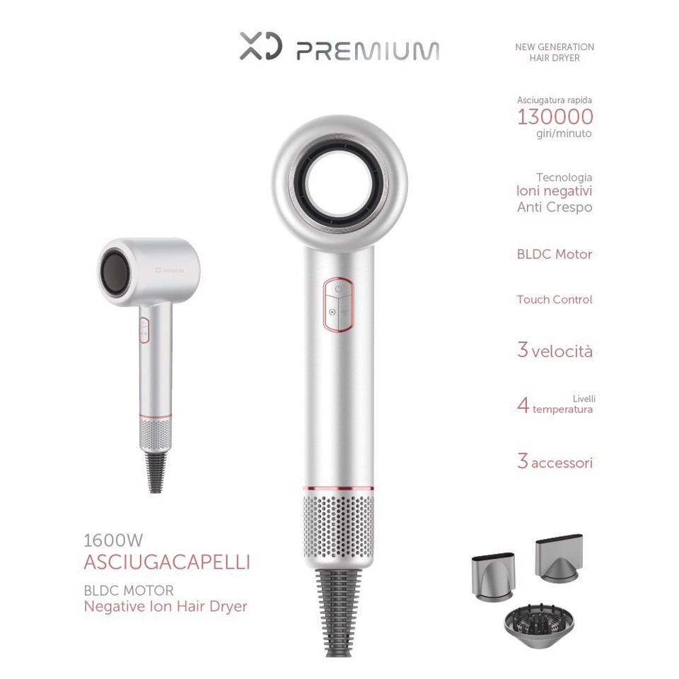 XD Enjoy XDMIS6800 asciuga capelli 1600 W Bianco, Rose Gold