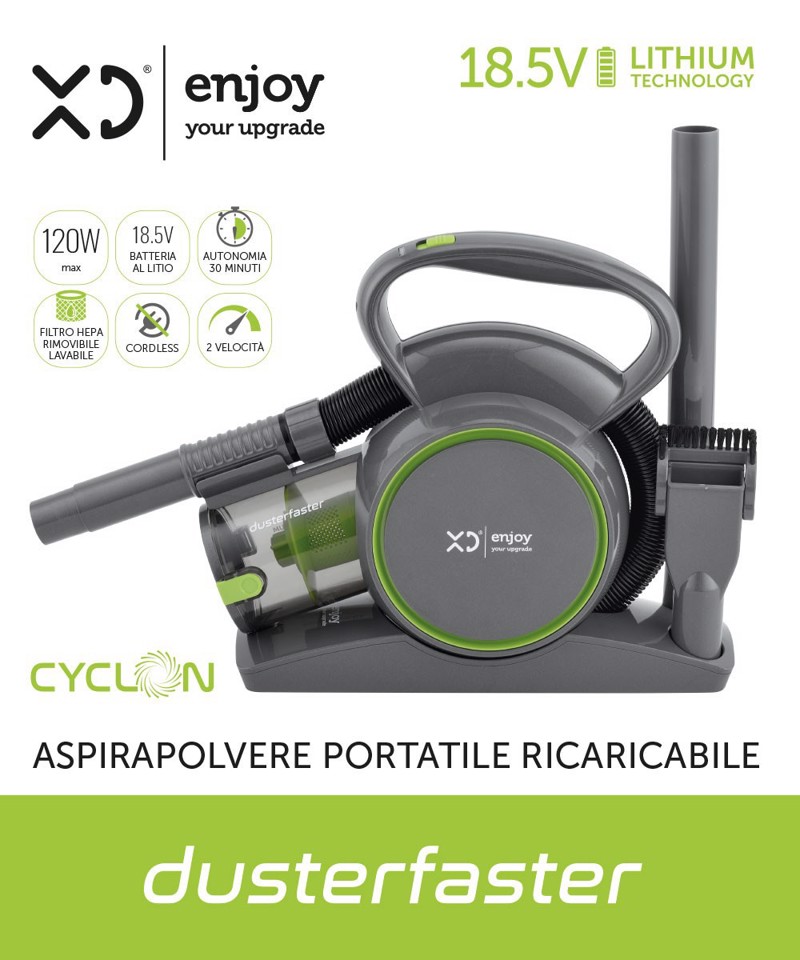 XD Enjoy XDNY273 aspirapolvere senza filo Verde, Grigio Senza sacchetto