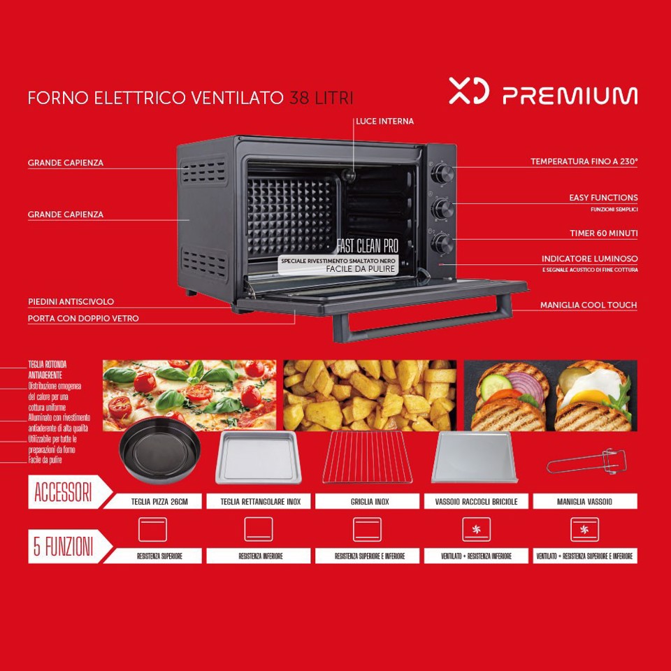 XD Enjoy XDOMX38 forno 60 L 1600 W Nero