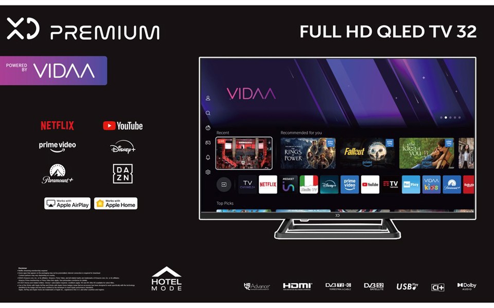XD Enjoy XDP32VQF1ESAT TV 81,3 cm (32") Full HD Smart TV Wi-Fi Nero 180 cd/m²