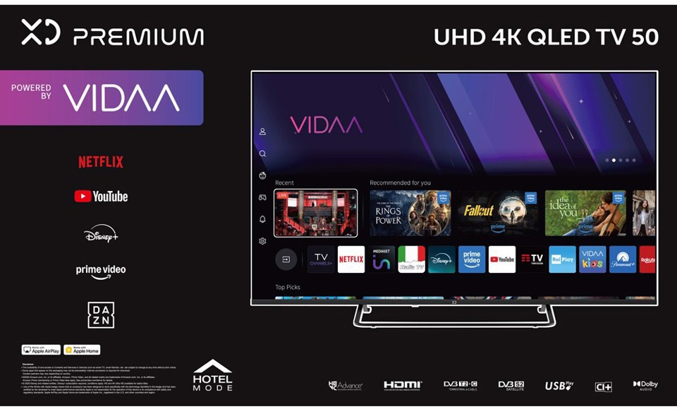 XD Enjoy XDP50VQU1ESAT TV 127 cm (50") 4K Ultra HD Smart TV Wi-Fi Nero 250 cd/m²